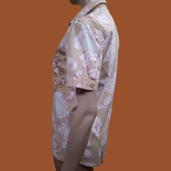 Y2K Parasuco Shirt Western Pearl Snap Size M Embroidered Skull Rock N Roll - Picture 10 of 14